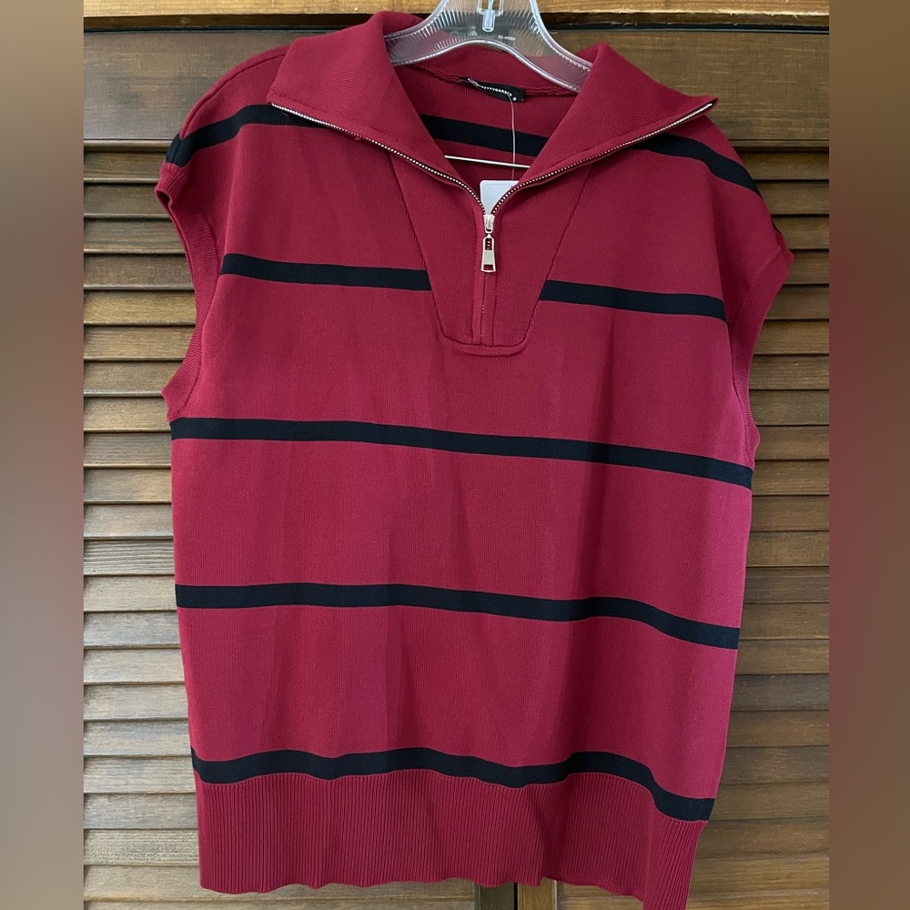 Striped tank top cap sleeve top
